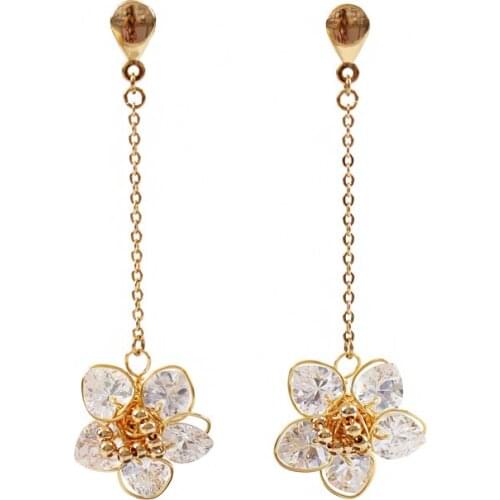 LANFLORA new flowers Crystal women handmade tassel long earrings for girlfriend birthday gift Classic bulk wholesale earrings