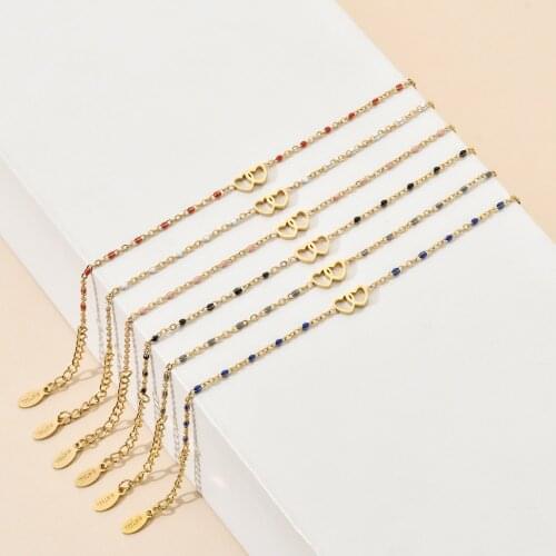 ZMZY Boho Chain Stainless Steel Jewelry Woman Gifts Bracelet Fashion Love Double Heart Couple Bracelet Femme Girl Drop Shipping