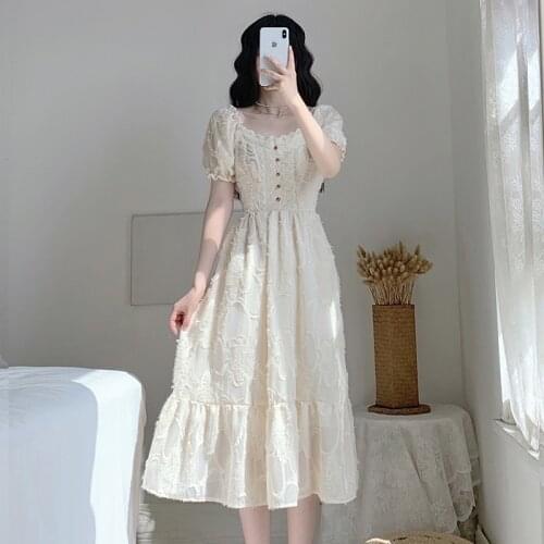 Summer Runway French Vintage Tea Break Dress Luxury Patchwork Womens Elegant Ruffle Lace Dresses Vestido De Mujer