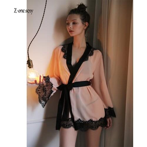 Womens sexy underwear new European and American fun lace long sleeve pajamas temptation Nightgown home clothes erotic suit