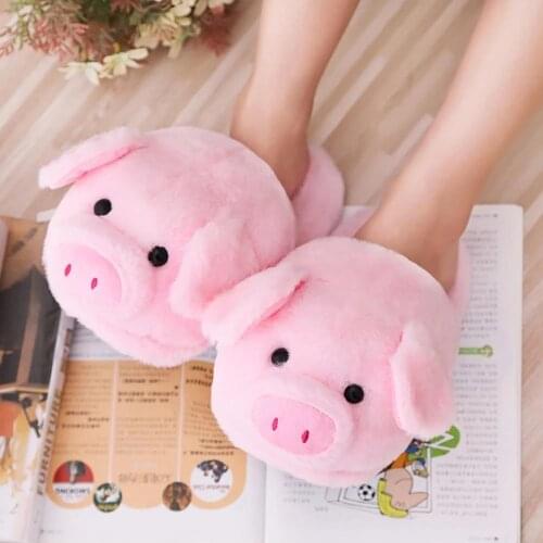 Winter Women Warm Indoor Slippers Ladies Fashion Cute Pink Pig Shoes Womens Soft Short Furry Plush Home Floor Slipper SH467