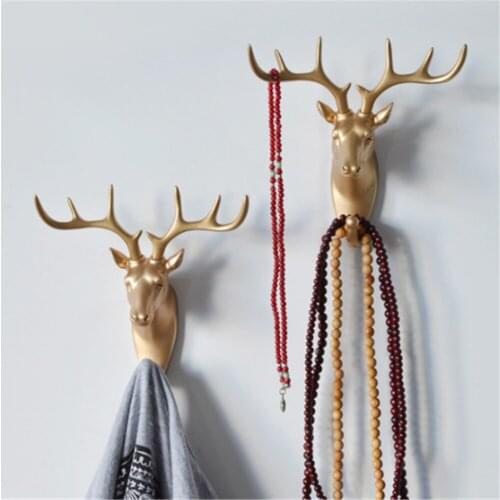 2PCS Self Adhesive Hooks Clothes Storage Holder Creative Deer Antlers Hook Scarf Keys Hanger Home Wall Hanging Decor Organizer