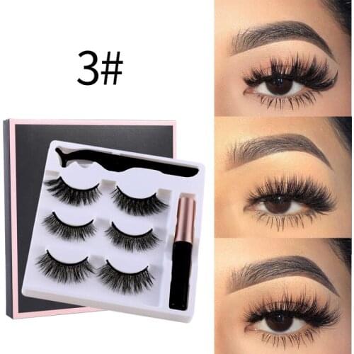 3 Pairs Of 3D Magnetic Liquid Eyeliner False Eyelashes Set Magnet Eyelashes Waterproof Long Lasting Eyelash Extension Hot TSLM2