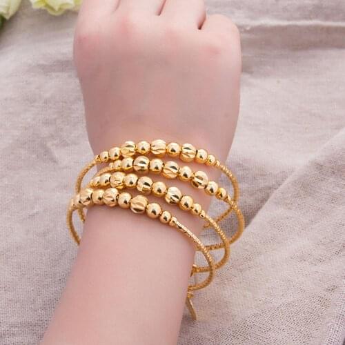 4PCS 24K African Arab Kids Baby/Girls Jewelry Gold Color Bangles For Kids Bangle & Bracelets Ethiopian Jewelry for Children
