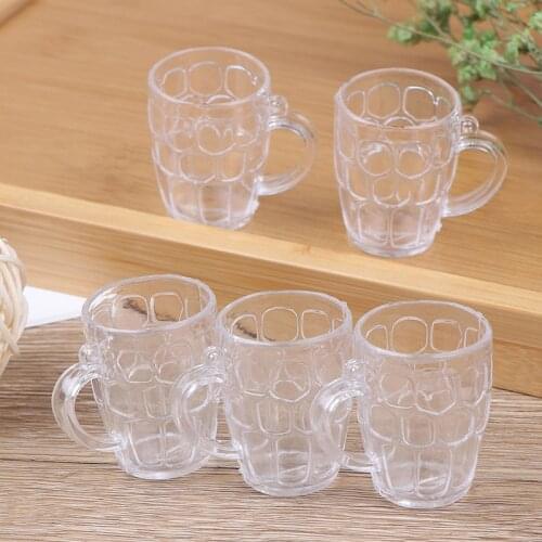 5pcs/set 1:12 Scale Resin Transparent Home Glass Model Goblet Miniature Mini Wine Beer Cup Dollhouse Craft DIY Parts