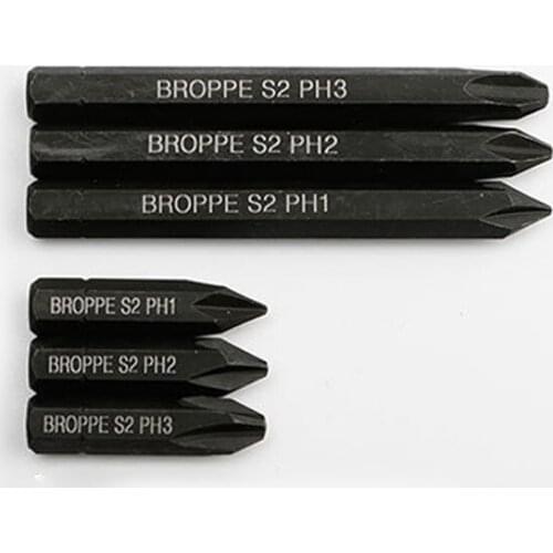 6 Pcs/set 8mm 38&80mm Phillips Screwdriver Bits S2 Alloy Steel Electric Drill Black Cross Screw-driver Head Power Driver Tools