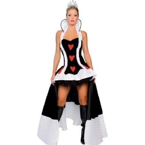 Black Deluxe Queen Costumes with crown, fairy evil queen costume cosplay carnival party fancy dress blackw1010