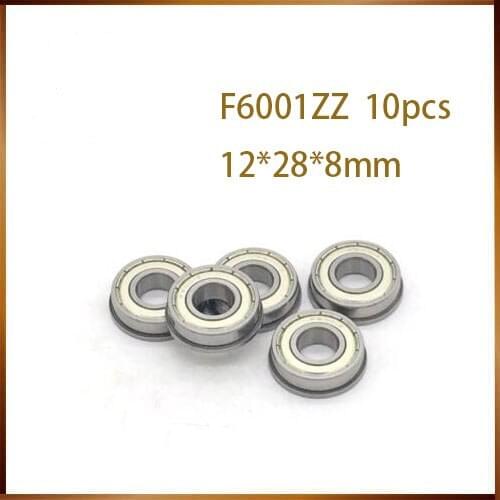 F6001ZZ Flange Bearing 12x28x8 mm ABEC-1 ( 10 PCS ) Flanged F6001 Z ZZ Ball Bearings
