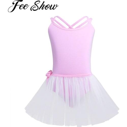 Gymnastics Swimsuit For Dancing Ballet Leotards Dancewear Leotard Mesh Tutu Bodysuit Tied Skirt Stage Performance Ballet Dress
