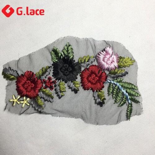 GLace 2pieces flower lace craft supplies 23*9cm DIY lace Appliques embroidery patches trim craft supplies Collar Trim GL017A