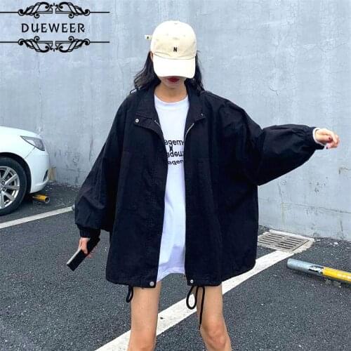 Jackets Womens Coat Streetwear Women Windbreaker Solid Safari Loose Plus Size 2XL Harajuku Style Trend