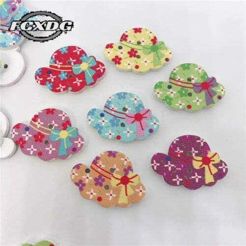 20mm Snap Buttons Cute Buttons Hat Shape Wooden Buttons Handmade DIY Sewing Accessories for Doll Clothes Crafts Scrapbooking