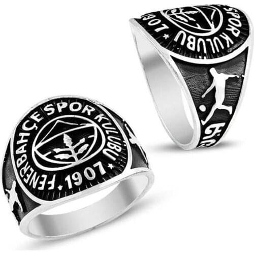 Solid 925 Sterling Silver 1907 Fenerbahce Mens Ring