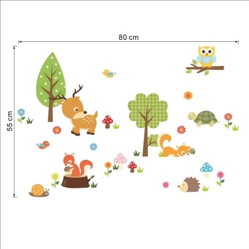 Forest animals elephant squirrel Zebra Giraffe kidergarten wall stickers kids room bedroom home decor DIY wall stickers