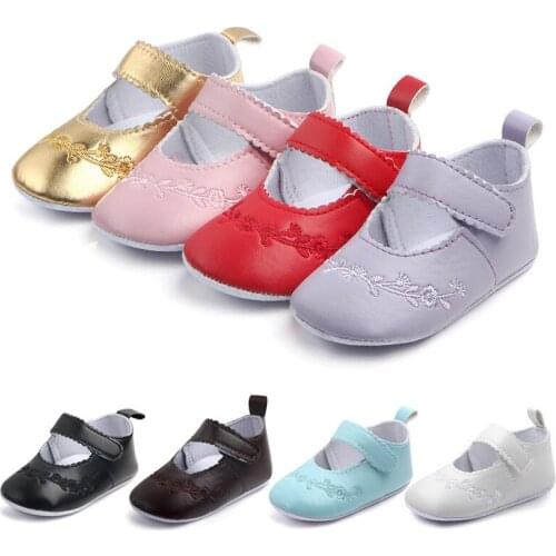 New PU Leather Baby Shoes Lovely Flower Infants First Walkers Soft Sole Newborn Girls Crib Shoes