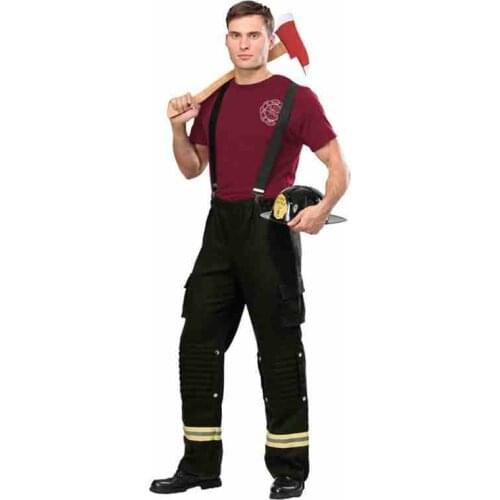 New Fireman Sam Cosplay Carnival Halloween Costume for adult Boy Party Work Wear Uniform Accessories Christmas Firefighter