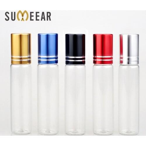 Wholesale 10ml Essential Oil Bottle Glass Roll on Perfume Bottle For Essential Oils Empty Cosmetic Case With Steel Beads Rollor