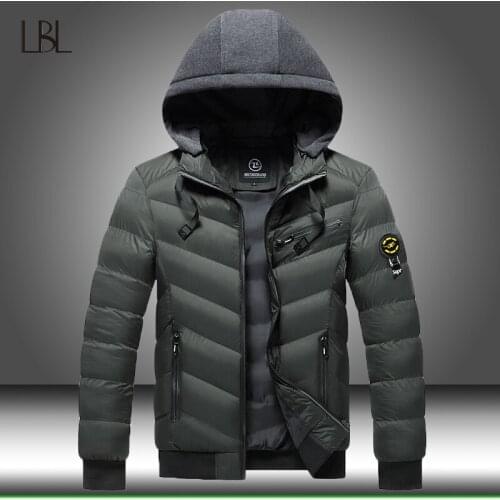 Winter Parka Men Windbreak Thick Warm Windproof Coats Male Military Hooded Jackets Mens Solid Color Cotton Padded Warm Outwear