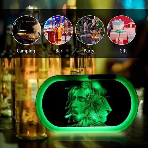 New Multi-Pattern LED Rolling Cigarette Tobacco Tray With Bluetooth Audio Rechargeable Herb Plate Smoking Roll Weed Tray Party