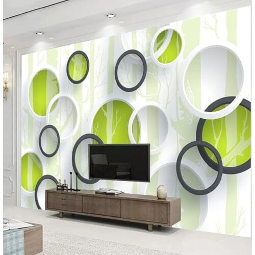 Custom Photo Wallpaper Green Geometric Pattern Circles Wall Painting Bedroom Living Room TV Background Mural Papel De Parede 3D