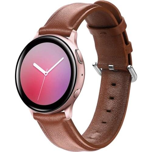 20mm 22mm Genuine Leather Watchband for Samsung Galaxy Watch 42mm Huawei Active2 40mm 44mm Leather Band Steel Clasp Strap Belt