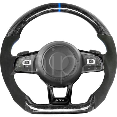 For VW Golf carbon fiber steering wheel For MK7/MK7.5 GTI/R with Alcantara with/without carbon fiber tirm