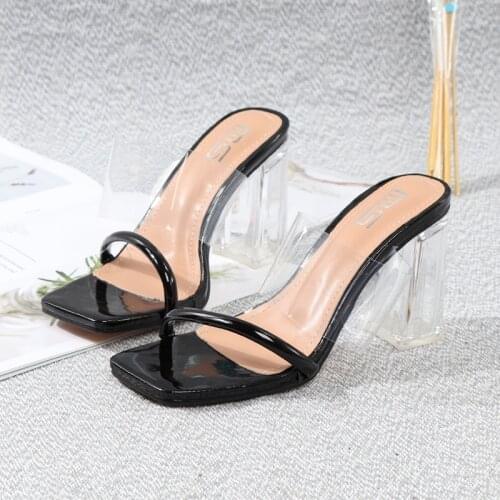 Women Shoes 8CM High Heel Sandals Women Thick Heel Open Toe 2021 Summer Fashion Sexy Slippers