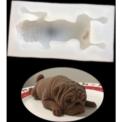 Pug Dog Mousse Cake Silicone Mold Fondant Chocolate Candy Molds Cookies Pastry Biscuits Mould Cake Decoration Baking Tools