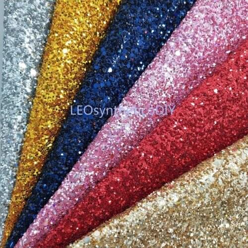 91x134cm Synthetic Leather, Chunky Glitter Leather For DIY accessories P1997