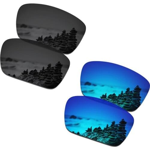 SmartVLT 2 Pairs Polarized Sunglasses Replacement Lenses for Oakley Fuel Cell Stealth Black and Ice Blue