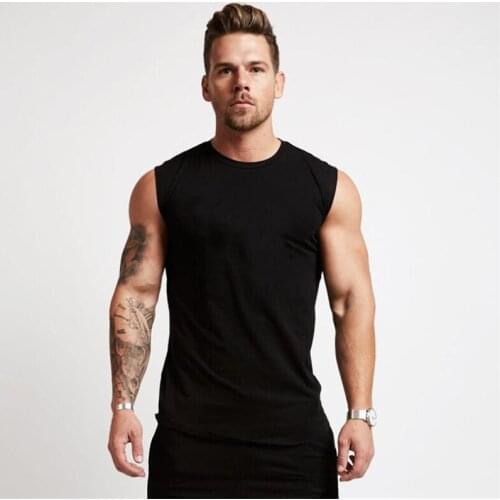 Gym Clothing Cotton Bodybuilding Tank Top Mens Workout Sleeveless Shirt Fitness Sportswear Mens Running Vests Muscle Singlets