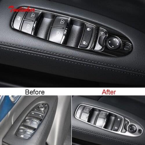 Tonlinker Interior Windows Control Panel Cover sticker For Infiniti Q70/Q70L 2019-2020 Car styling 4PCS Stainless steel Stickers