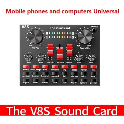 V8 Audio External USB Sound Card USB Interface Audio Broadcast Microphone Mixer Personal Entertainment For PC Phone Computer