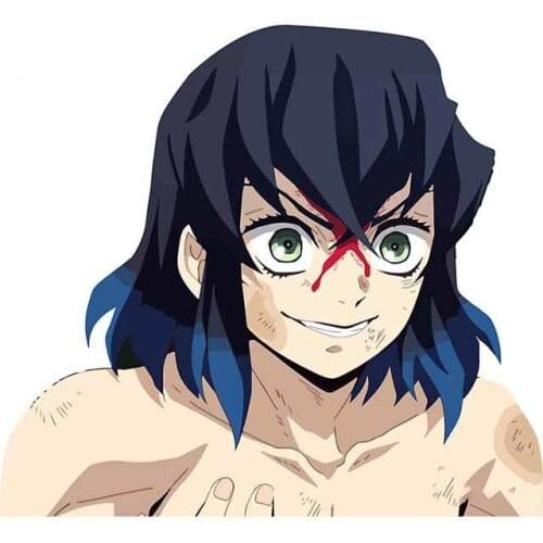 13cm x 12.2cm Inosuke Graphics Car Stickers Demon Slayer Anime Vinyl Decal Windows JDM RV VAN Car Wrap Waterproof