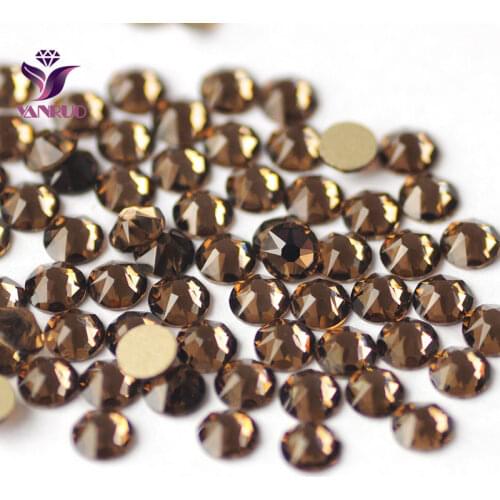 YANRUO 2088NOHF Smoked Topaz All Size Crystal Glass for Nails Decorative Sewing Cold Fixation Rhinestones