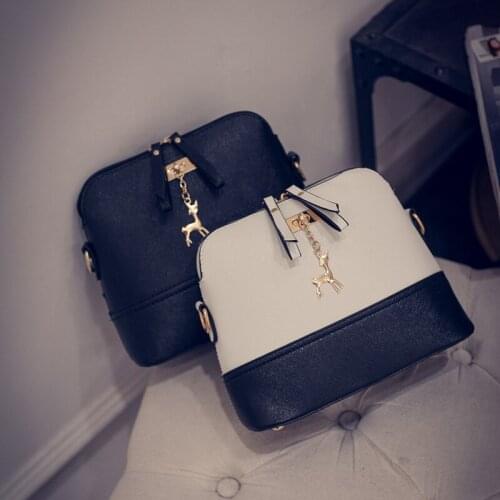 Women Leather Small Shoulder Bag Women Deer Spliced Collision Cross Body Bag Women Shoulder Bags Girl Messenger Bag
