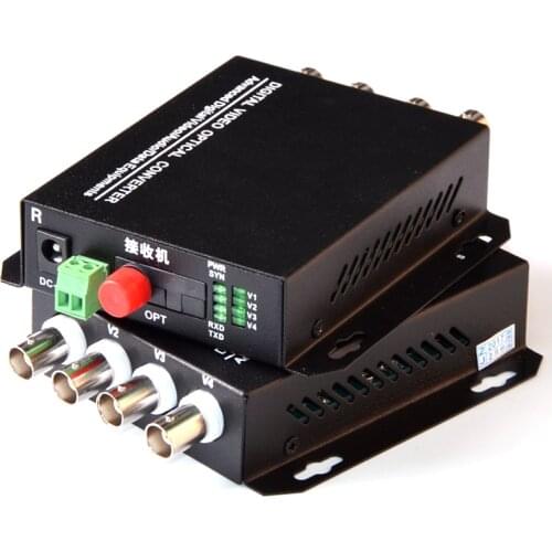 1 Pair 2 Pieces/lot 4 Channel Video Optical Converter fiber optic video optical transmitter & receiver 4CH +RS485 Data