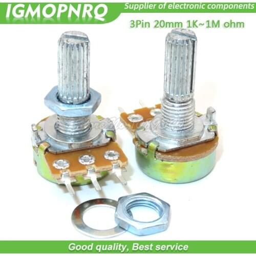 10pcs WH148 3PIN 20mm Potentiometer B1K-B1M ohm B1K B2K B5K B10K B20K B50K B100K B500K B1M 1K 2K 5K 10K 50K 100K 500K with nut