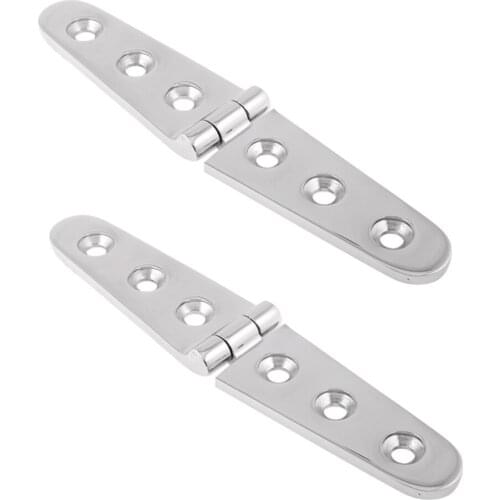 2 PACK 316 Stainless Steel Marine Boat Deck Cast Long Strap Hinge, 6" X 1"