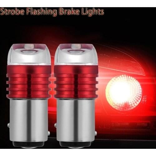 2X Red 1157 BAY15D P21/5W Strobe Flash Light Brake Blink Led Tail Reverse Bulb