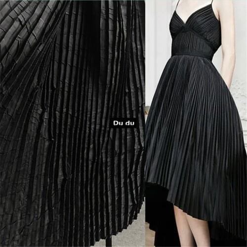 50*115cm Crushed Texture Clothing fabric Stripe Pattern piano Shape Pressure plait Skirt fabric DIY
