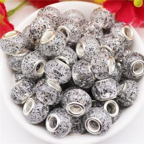 10 Pcs Powder Glitter Color Resin Murano Charm European Spacer Beads for Women Hair Beads Bracelet Jewelry Making Accessories