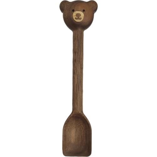 Bear Cutlery Wooden Spoon,Tableware,Walnut Coffee Spoon,Cartoon Japan Style Handmade Honey Jam Spoon
