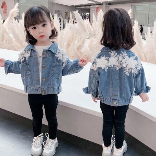Girls Babys Kids Coat Jacket Jean Outwear 2021 Lace Spring Autumn Overcoat Plus Size Top Cardigan Toddler Childrens Clothing
