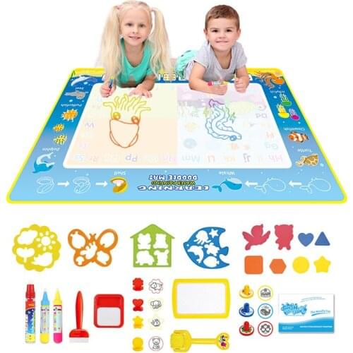 Water Drawing Board Coloring Book with Magic Water Pen Painting Mat Educational Toys for Kids 120*80cm