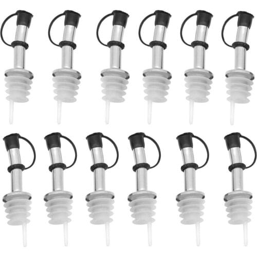 12pcs/lot Wine Bottle Pourer with Cap Covers Lid Oil Cork Drink Dispenser Spout Bottle Stopper Bar Accessory Barware