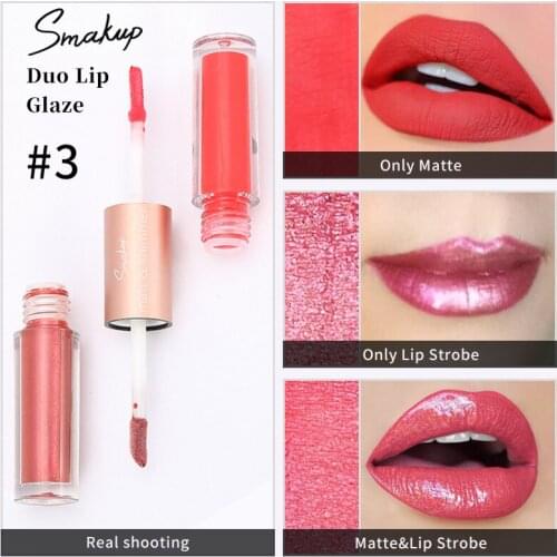 Double-ended Lip Gloss 6-color Non-stick Cup Matte Lipstick Shimmer Lip Glaze Overlays Different Style Women Cosmetics TSLM1