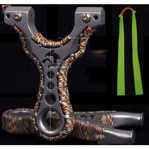 Outdoor Hunting Catapult TC21-Titanium alloy Material Carved design With flat rubber band Slingshot For Shooting Training