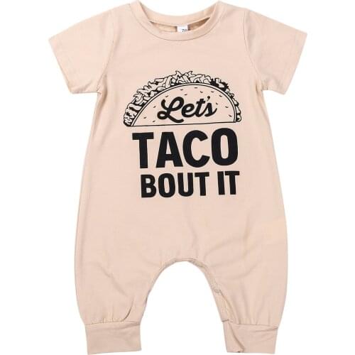 Pudcoco Fashion Brand New Cotton Rompers For Newborn Kids Baby Girl Boy TACO BOUT IT Summer Jumpsuit Baby Clothes Outfits 3-18M