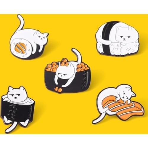 Kawii Cats Enamel Pin White Kitties in Ice Ball Brooches Cartoon Decoration on Hat Backpack Clothes Badge Gift for Friend Custom